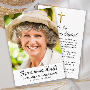 Simple Funeral Photo Christian Cross Prayer Card