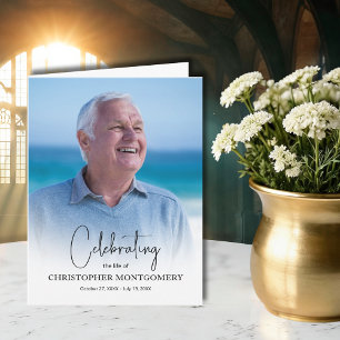 Simple Funeral Photo Folded Letterpress Thank You Card