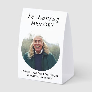 Simple Funeral Photo Memorial Keepsake Paper Table Tent