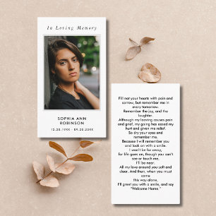 Simple Funeral Photo Memorial Prayer Card
