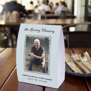 Simple Funeral Photo Memorial Tribute Paper Table Tent