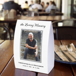 Simple Funeral Photo Memorial Tribute Paper Table Tent