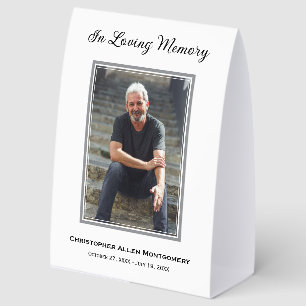 Simple Funeral Photo Memorial Tribute Paper Table Tent