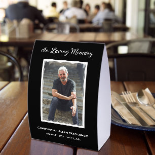 Simple Funeral Photo Memorial Tribute Paper Table Tent