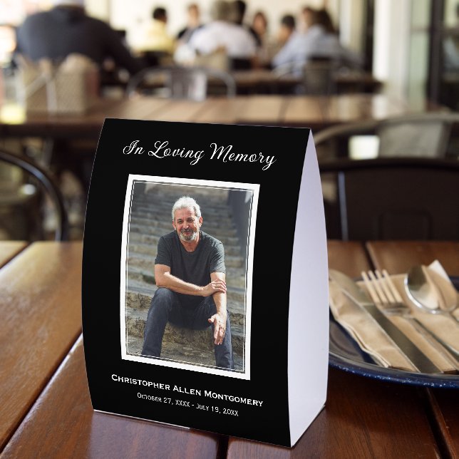 Simple Funeral Photo Memorial Tribute Paper Table Tent (Insitu(Restaurant))