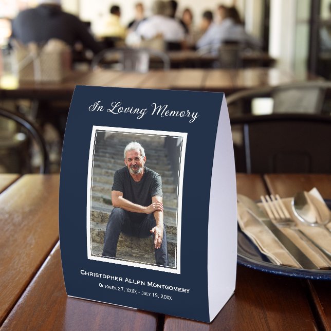 Simple Funeral Photo Memorial Tribute Paper Table Tent (Insitu(Restaurant))