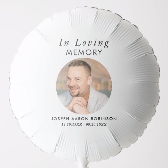 Simple Funeral Photo Modern Memorial Keepsake Balloon (Front)