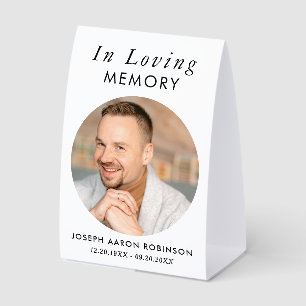 Simple Funeral Photo Modern Memorial Keepsake Paper Table Tent