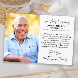 Simple Funeral Photo Personalized Memorial Thank You Card