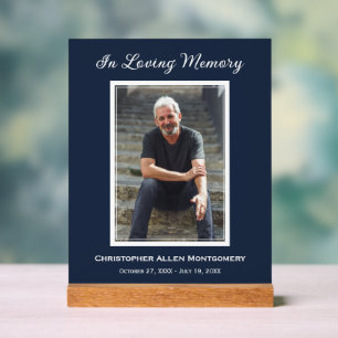 Simple Funeral Photo Sympathy Memorial Acrylic Sign