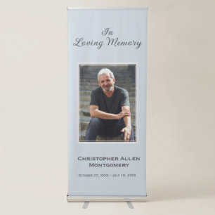 Simple Funeral Photo Sympathy Memorial Blue Retractable Banner