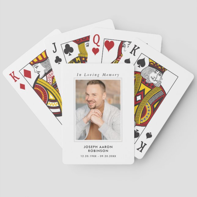 Simple Funeral Photo Sympathy Memorial Keepsake Poker Cards (Back)