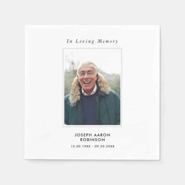 Simple Funeral Photo Sympathy Memorial  Napkins (Front)