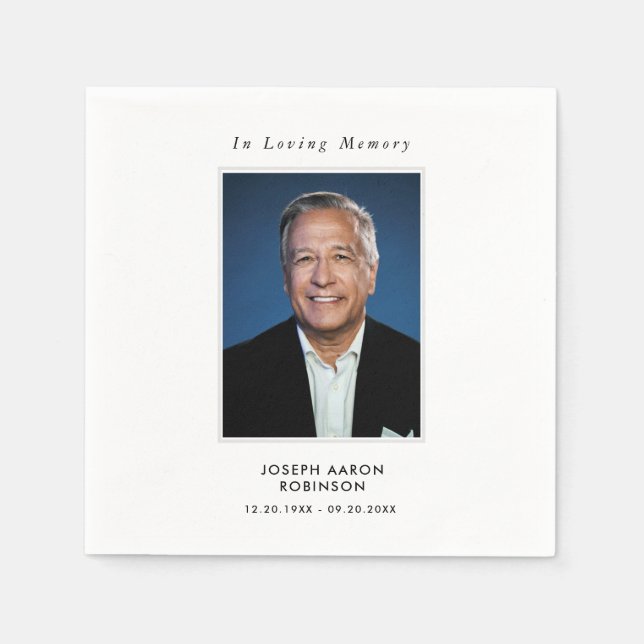 Simple Funeral Photo Sympathy Memorial Napkins (Front)