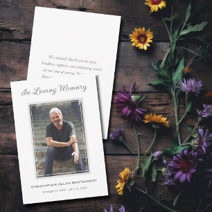 Simple Funeral Photo Sympathy Memorial Note Card