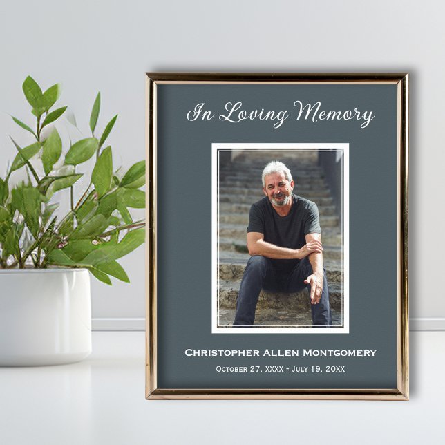 Simple Funeral Photo Sympathy Memorial Poster (Funeral photo memorial poster, PRINTED and/or INSTANT DOWNLOAD (frame not included))