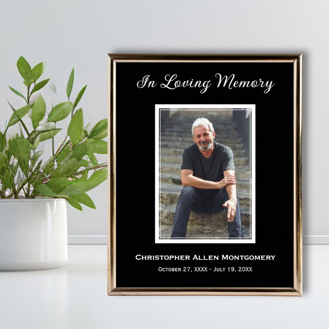 Simple Funeral Photo Sympathy Memorial Poster (Funeral photo memorial poster, PRINTED and/or INSTANT DOWNLOAD (frame not included))