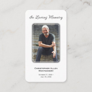 Simple Funeral Photo Sympathy Memorial Prayer Card
