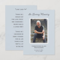 Simple Funeral Photo Sympathy Memorial Prayer Card