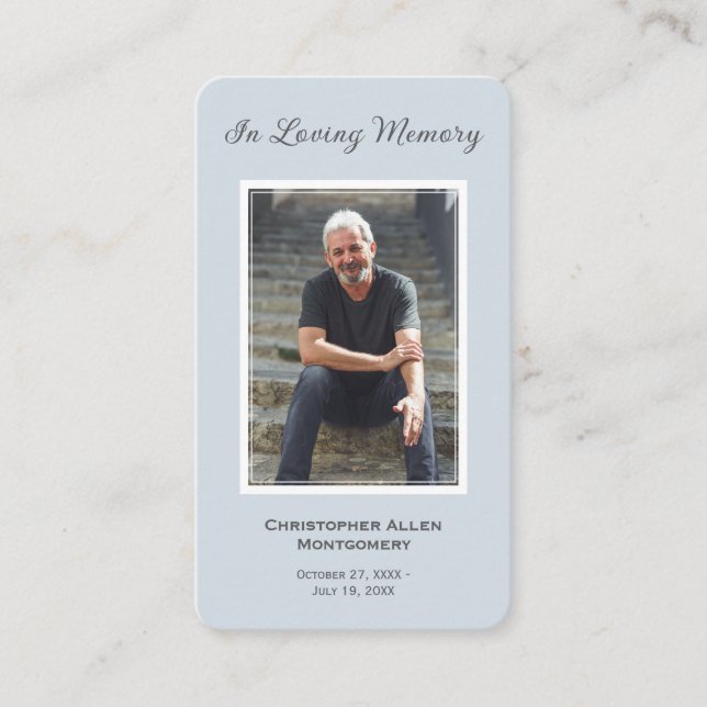 Simple Funeral Photo Sympathy Memorial Prayer Card (Front)
