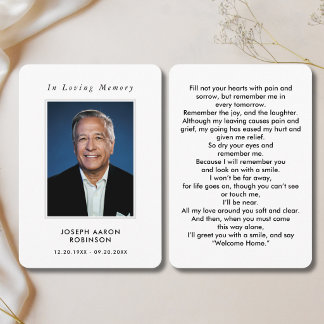 Simple Funeral Photo Sympathy Memorial Prayer Card
