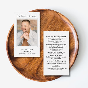 Simple Funeral Photo Sympathy Memorial Prayer Card