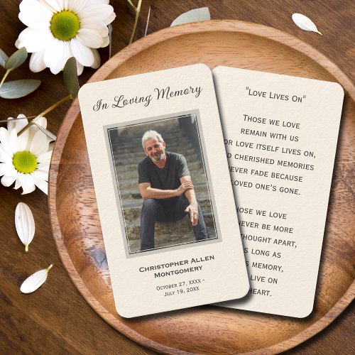 Simple Funeral Photo Sympathy Memorial Prayer Card