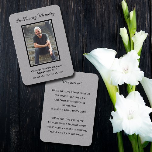 Simple Funeral Photo Sympathy Memorial Prayer Card