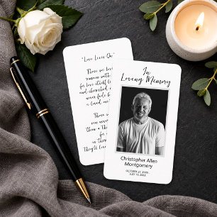 Simple Funeral Photo Sympathy Memorial Prayer Card