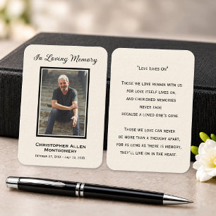 Simple Funeral Photo Sympathy Memorial Prayer Card