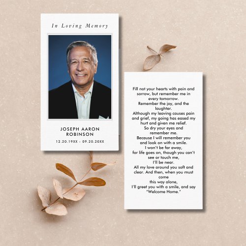 Simple Funeral Photo Sympathy Memorial Prayer Card