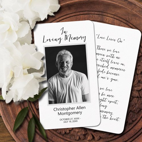 Simple Funeral Photo Sympathy Memorial Prayer Card