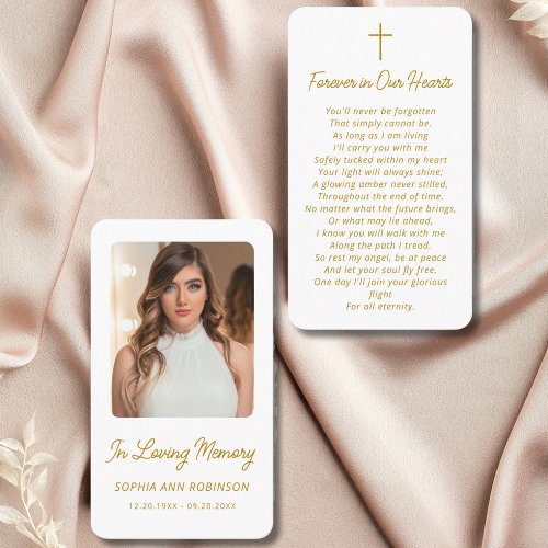 Simple Funeral Photo Sympathy Memorial Prayer Card