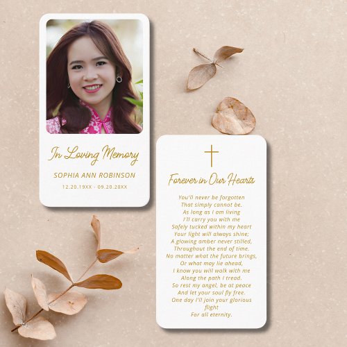 Simple Funeral Photo Sympathy Memorial Prayer Card