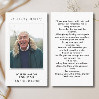 Simple Funeral Photo Sympathy Memorial Prayer Card