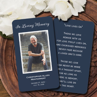 Simple Funeral Photo Sympathy Memorial Prayer Card