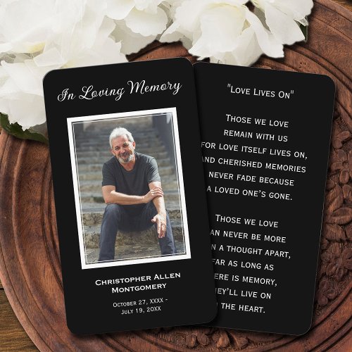 Simple Funeral Photo Sympathy Memorial Prayer Card