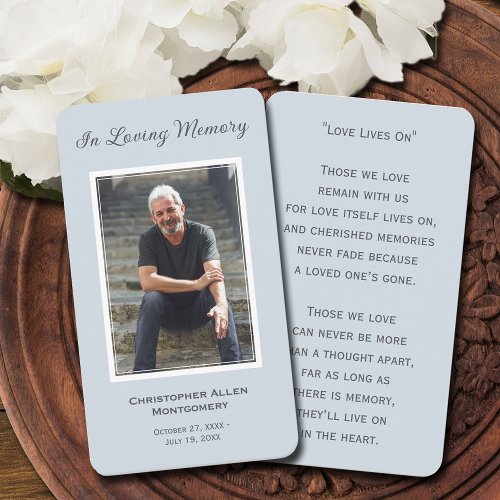 Simple Funeral Photo Sympathy Memorial Prayer Card