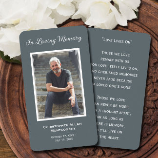 Simple Funeral Photo Sympathy Memorial Prayer Card