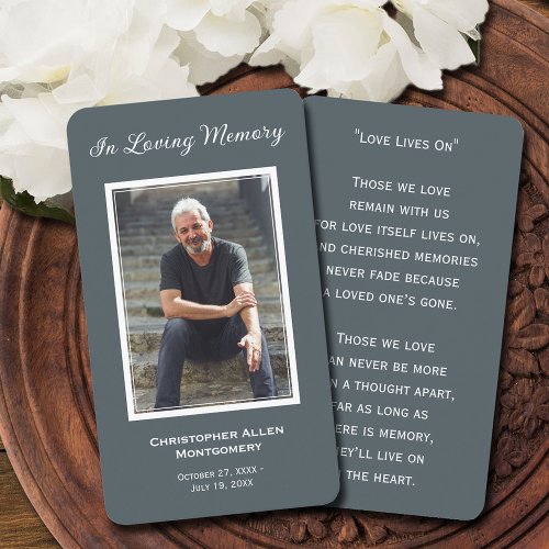 Simple Funeral Photo Sympathy Memorial Prayer Card