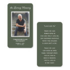 Simple Funeral Photo Sympathy Memorial Prayer Card