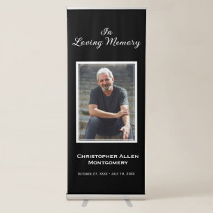Simple Funeral Photo Sympathy Memorial Retractable Banner