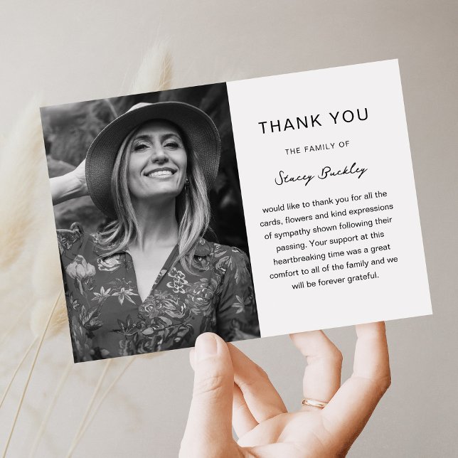 Simple Funeral Photo Sympathy Thank You Card (Creator Uploaded)