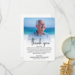 Simple Funeral Photo Thank You Card