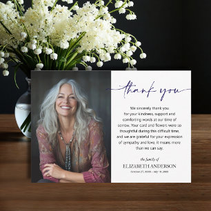 Simple Funeral Photo Thank You Card