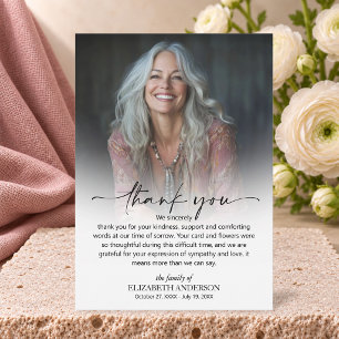 Simple Funeral Photo Thank You Card