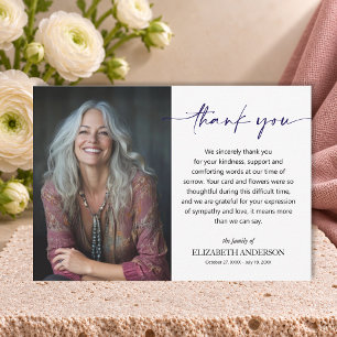 Simple Funeral Photo Thank You Card