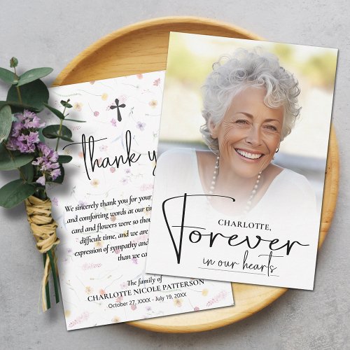 Simple Funeral Photo Thank You Card