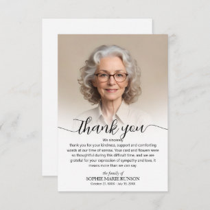 Simple Funeral Photo Thank You Card