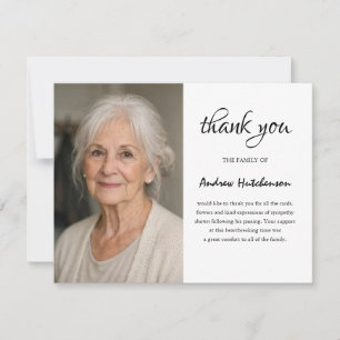 Simple Funeral Photo Thank You Card Sympathy
